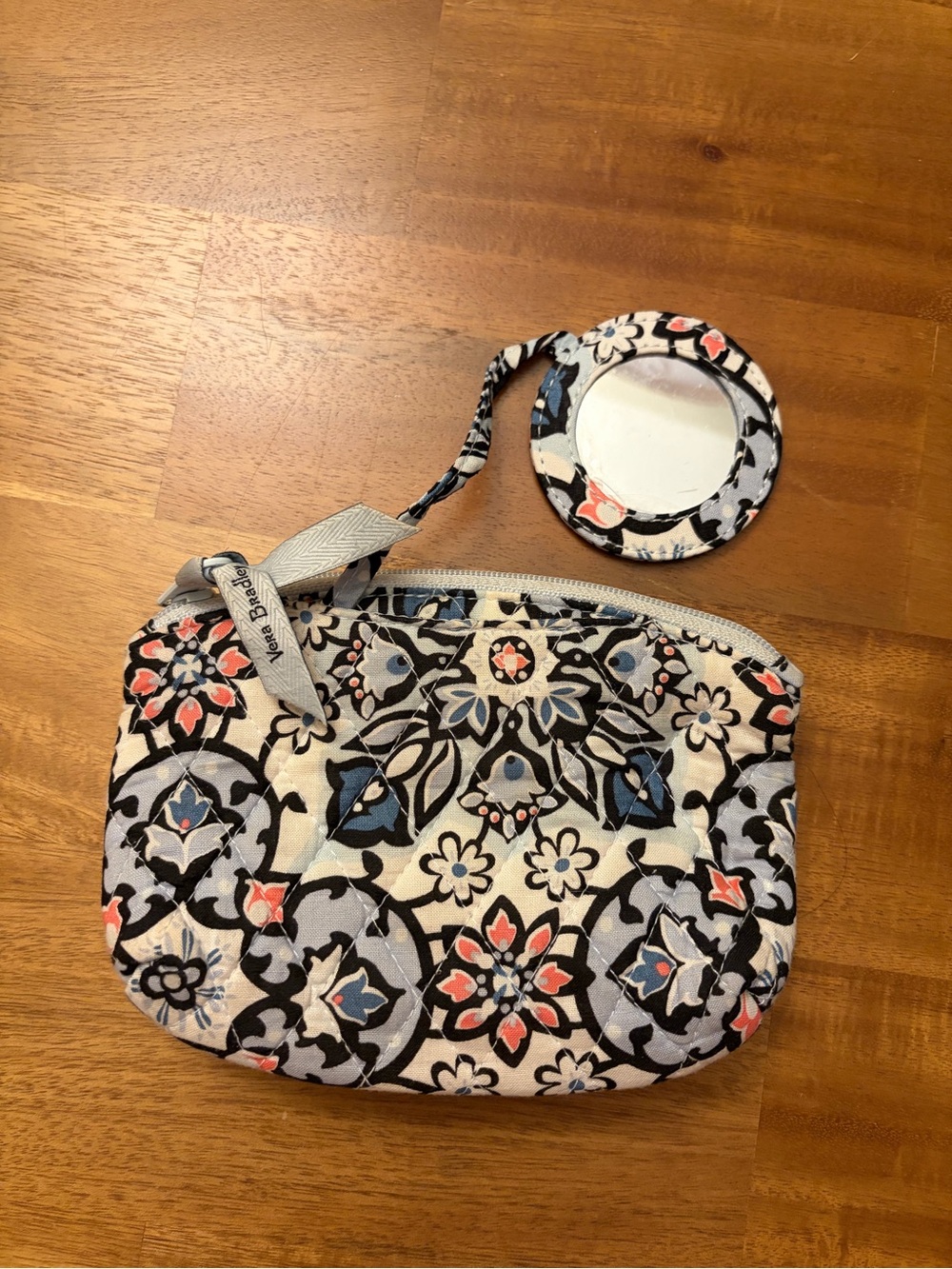 Vera Bradley Small Cosmetic Pouch with Mirror - Lisbon Medallion